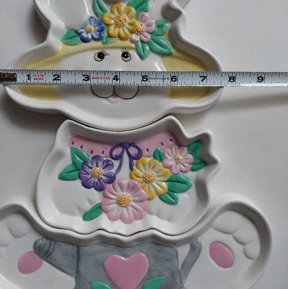 Vintage* Easter Rabbit 3-Section Ceramic Serving Plate - Picture 5 of 9